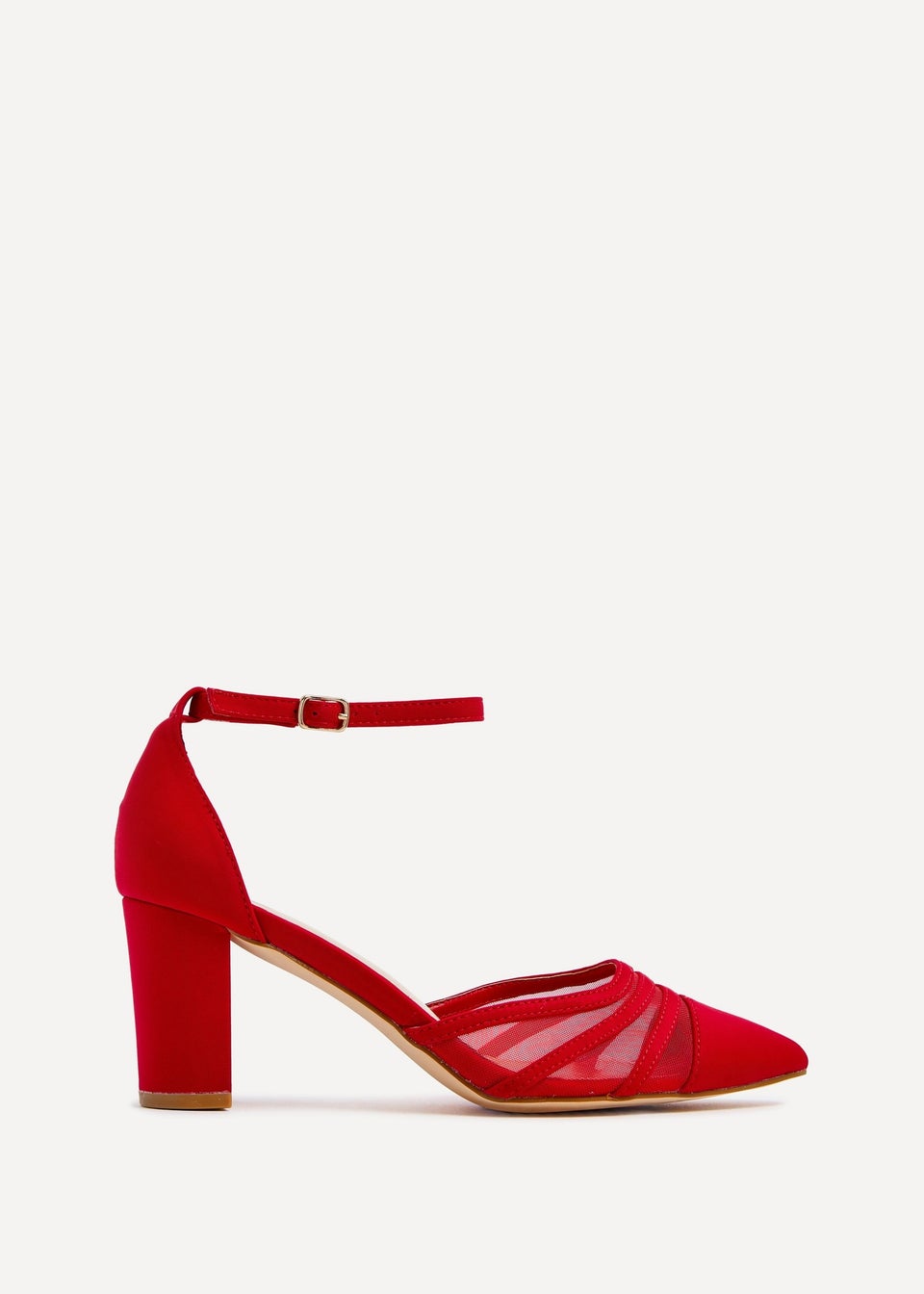 Linzi Tasha Red Scuba Block Court Heel Matalan