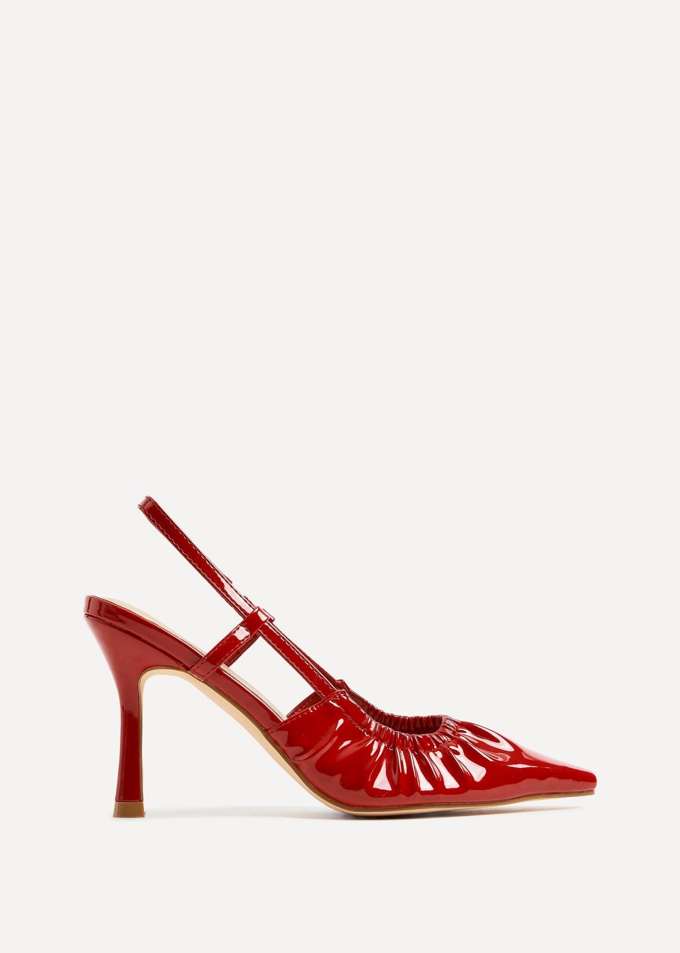 Linzi Everleigh Red Faux Patent Ruched Detail Court Heel