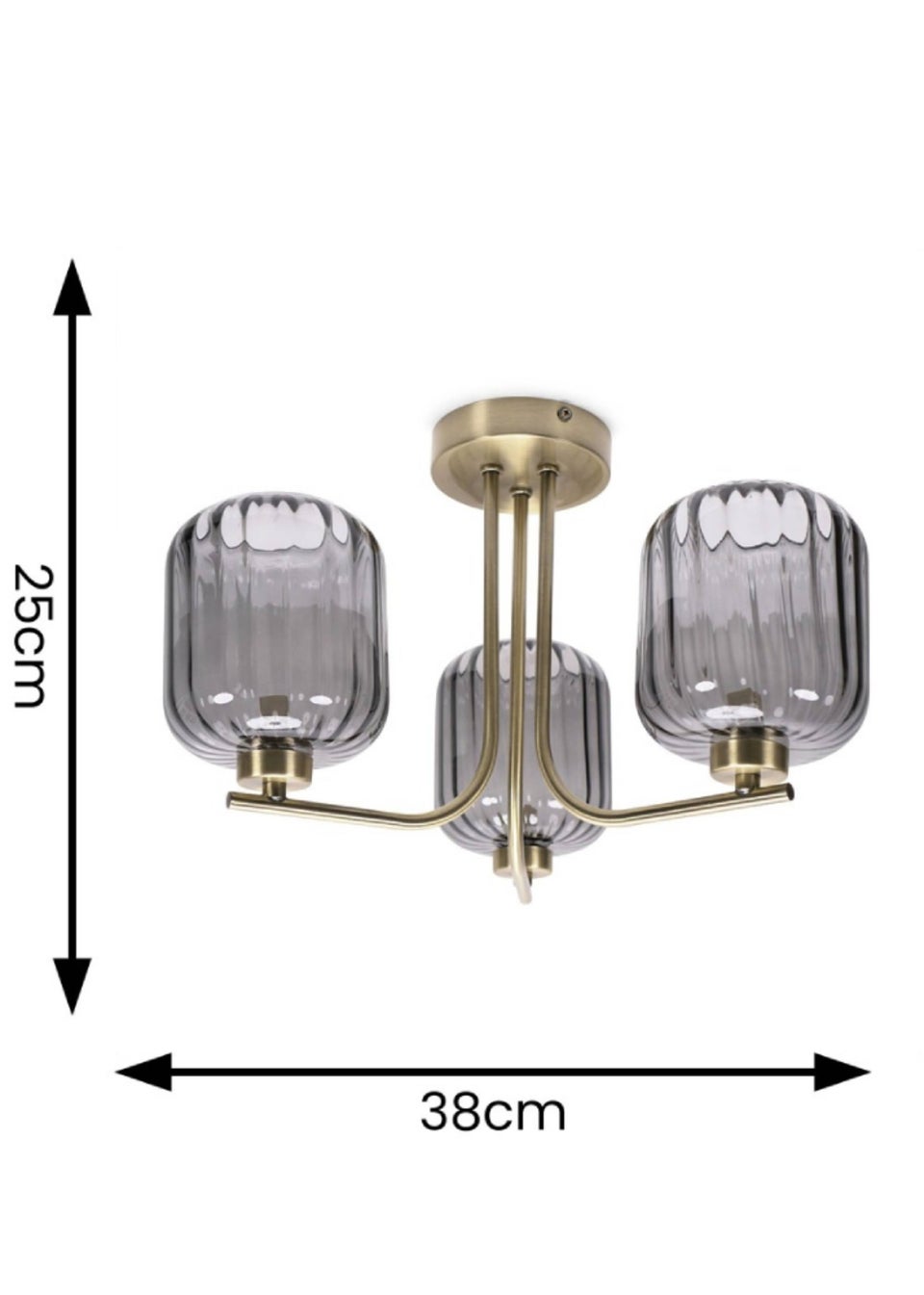 ValueLights Amelie  Gold Semi-Flush Light with Grey Rectangular Shade (25cm x 38cm x 36cm)
