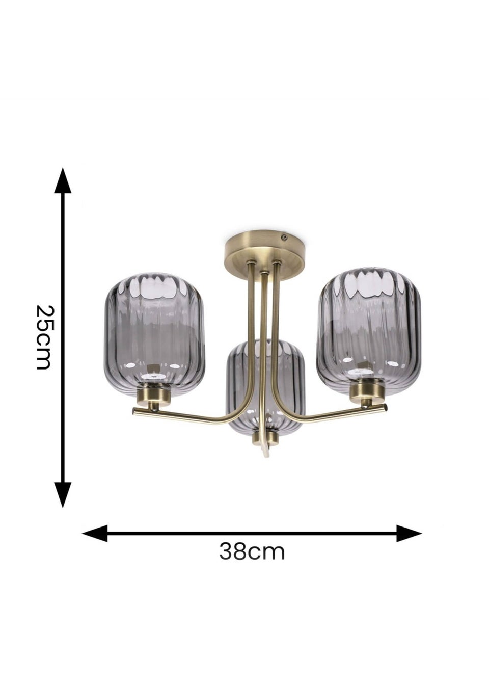 ValueLights Amelie  Gold Semi-Flush Light with Grey Rectangular Shade (25cm x 38cm x 36cm)