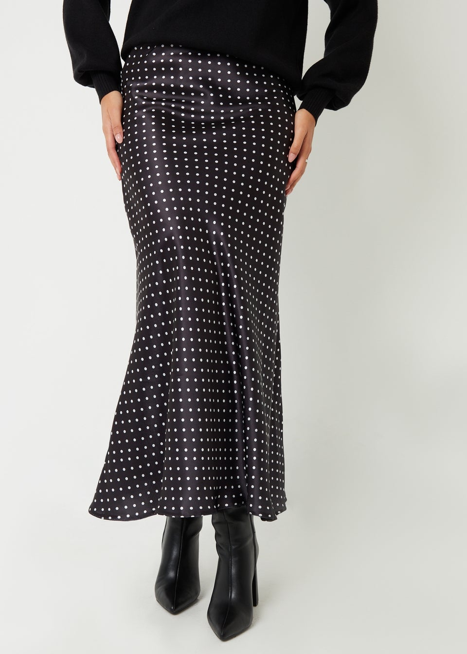 Threadbare Black Ariel Satin Maxi Slip Skirt Matalan