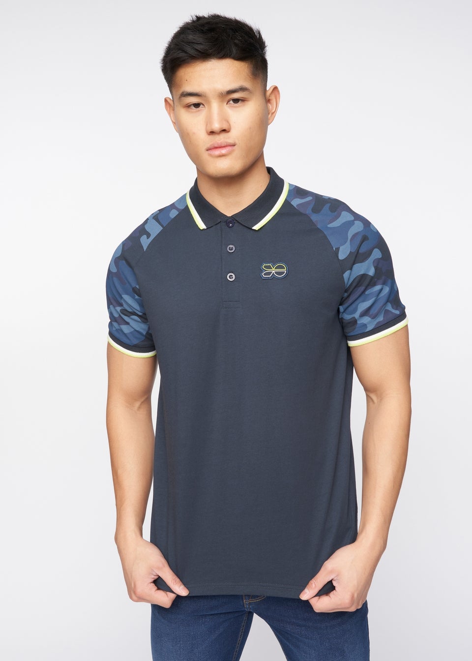 Crosshatch Navy Cramdark Camo Polo