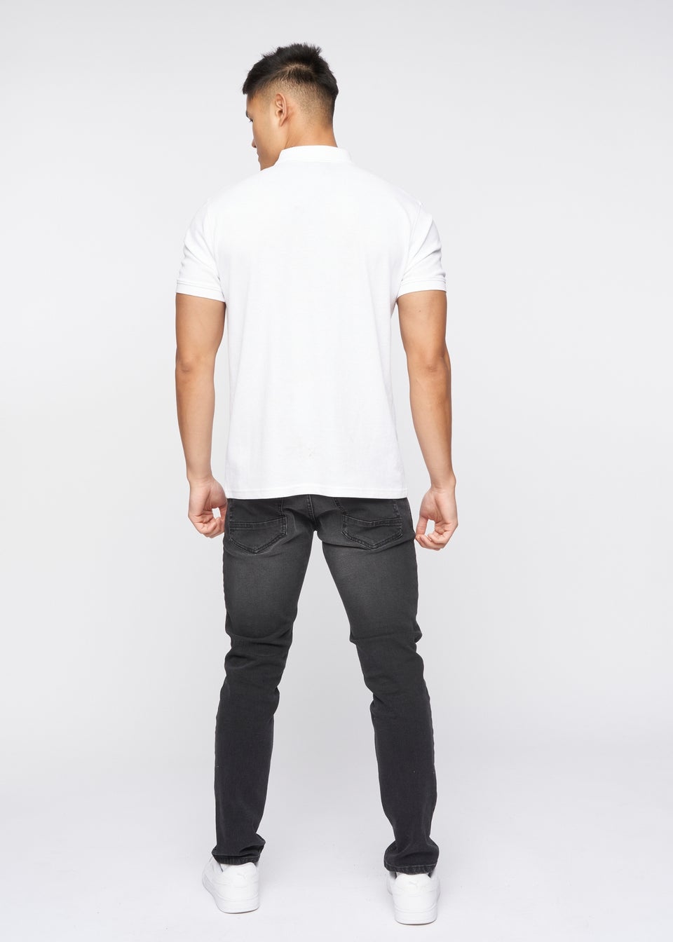 Crosshatch White Telepart Zip Neck Polo