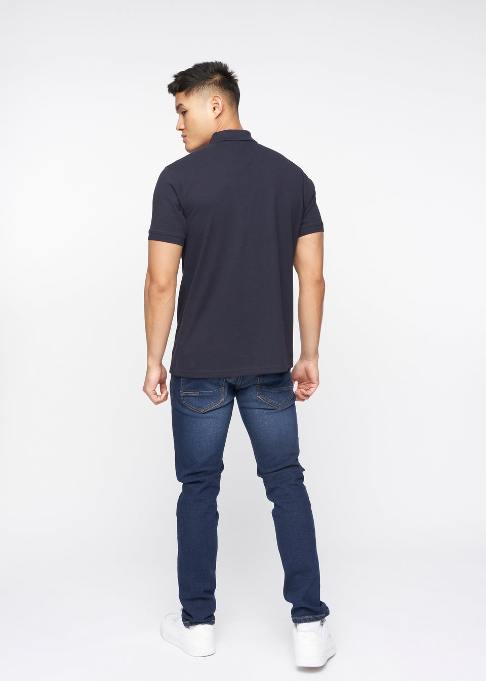 Crosshatch Navy Telepart Zip Neck Polo
