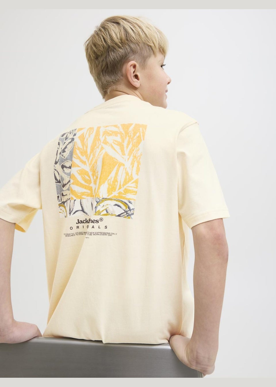 Jack & Jones Boys Cream Printed T-Shirt (8-16yrs)