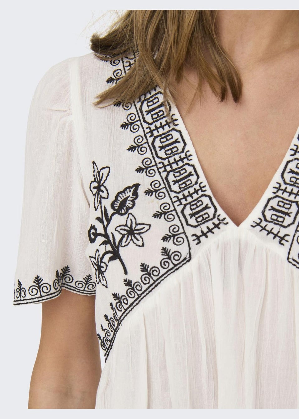 JDY White Embroidered Blouse