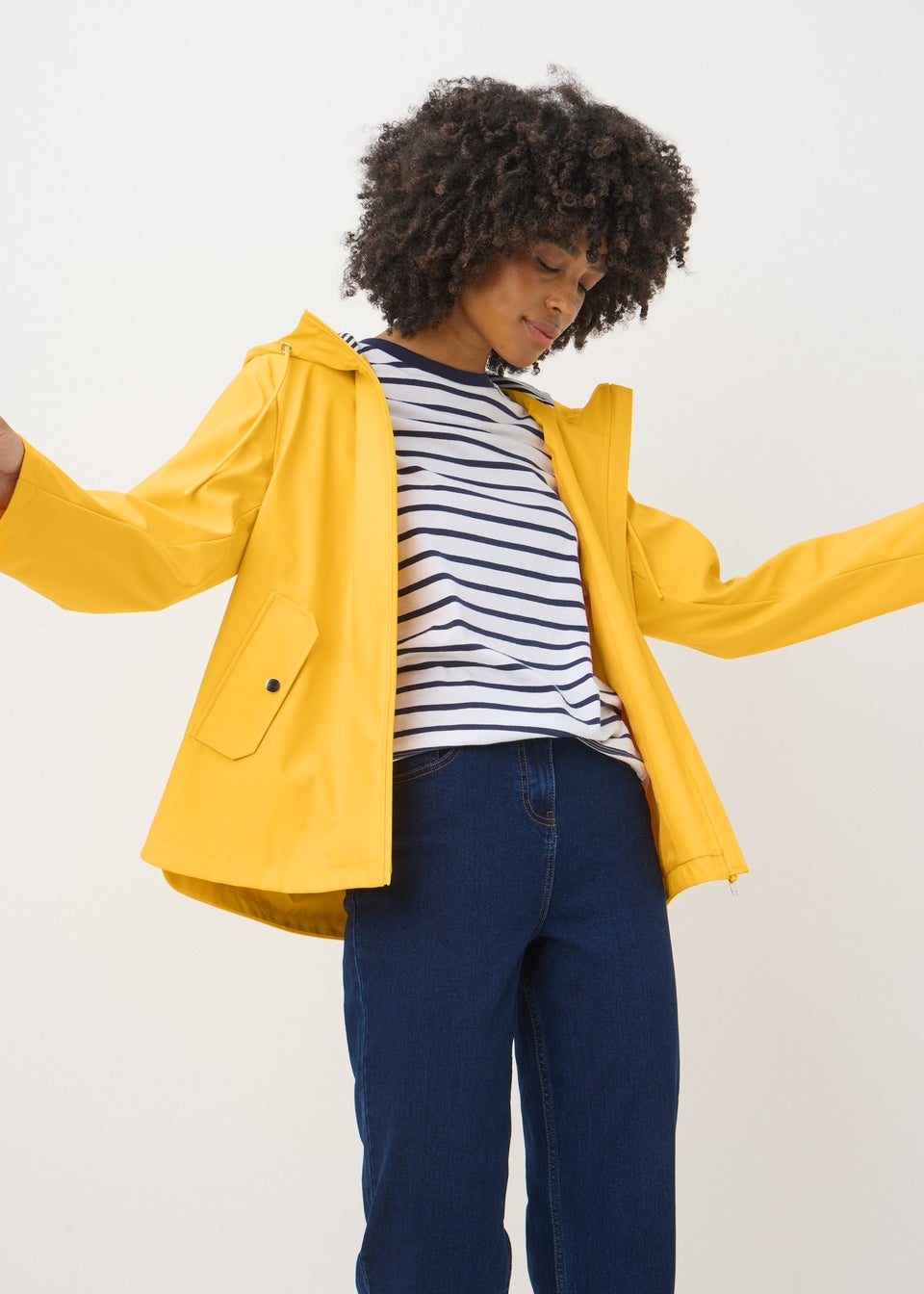Yellow Short Rubberised Parka Jacket