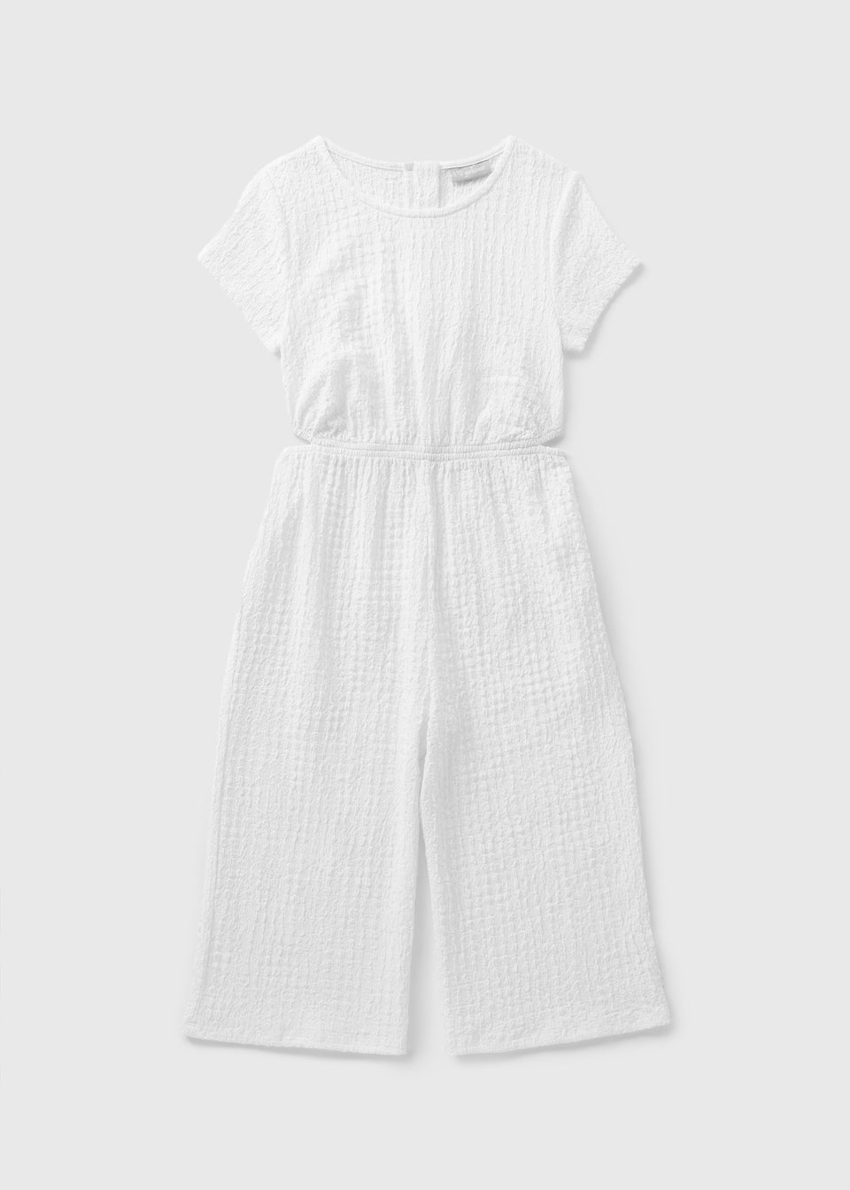 Girls White Crinkle Cut Out Jumpsuit (7-15yrs)