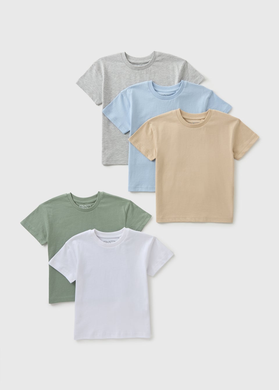 Boys 5 Pack Plain Multi Coloured T-Shirts (1-7yrs)
