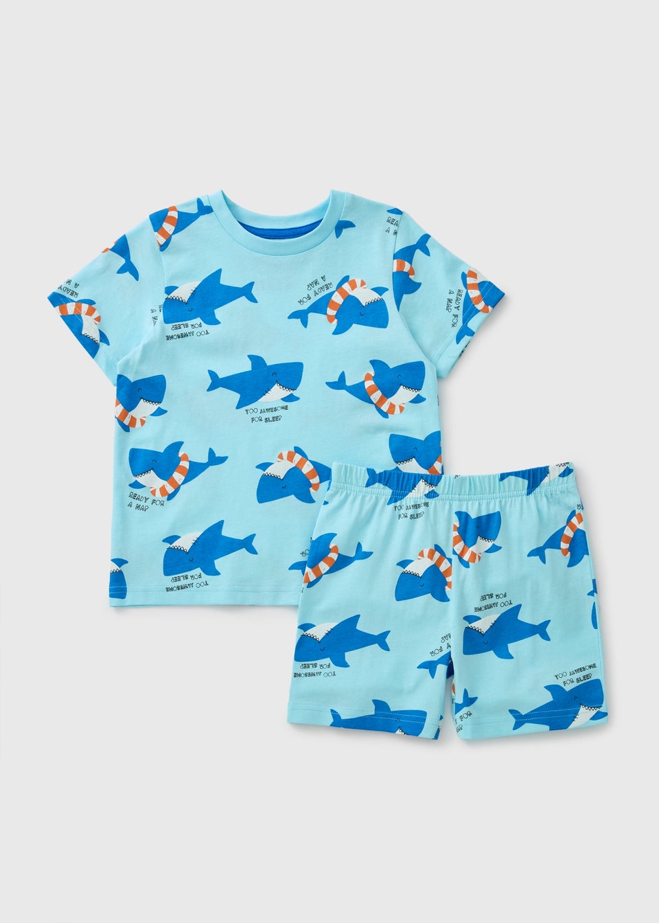 Boys Blue Shark Short Pyjama Set (1-7yrs)