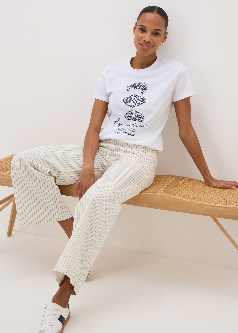 White Croissant Graphic T-Shirt