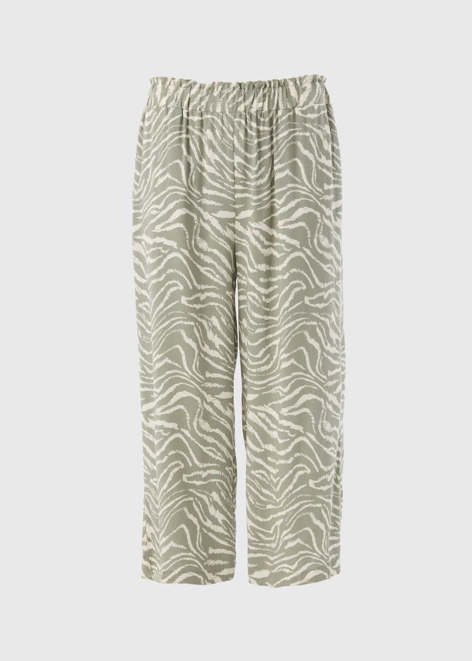 Sage Green Zebra Print Cropped Trousers
