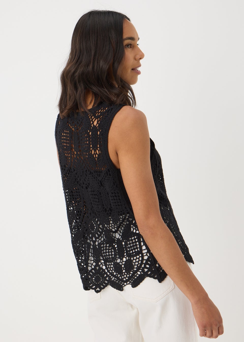 Black Crochet Vest