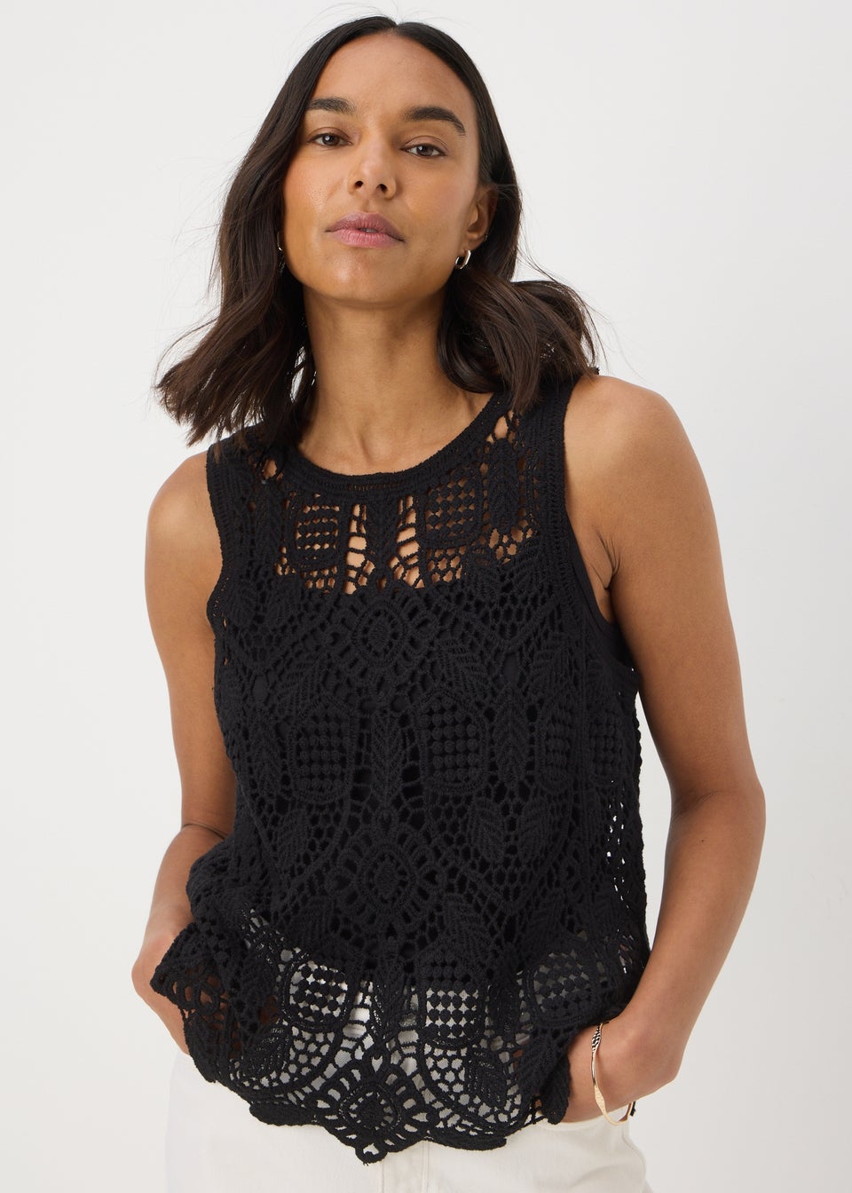 Black Crochet Vest