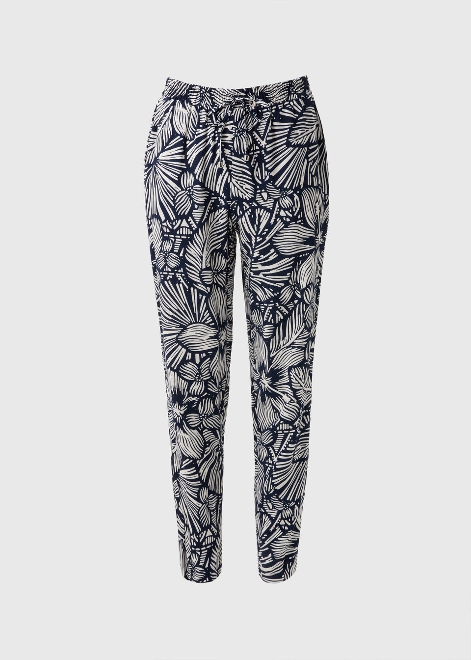 Navy Floral Tapered Trousers