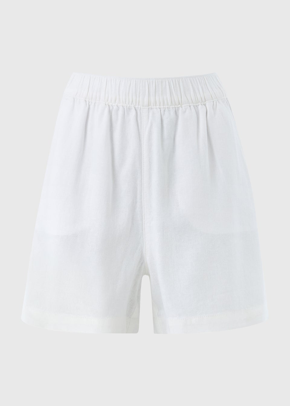 White Linen Blend Shorts