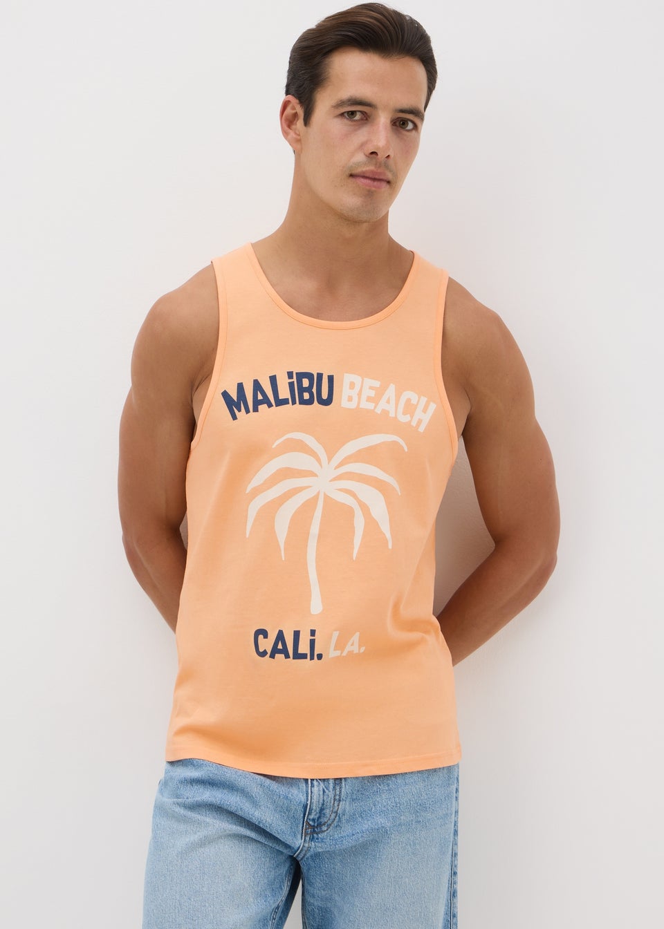 Orange Palm Tree Print Vest