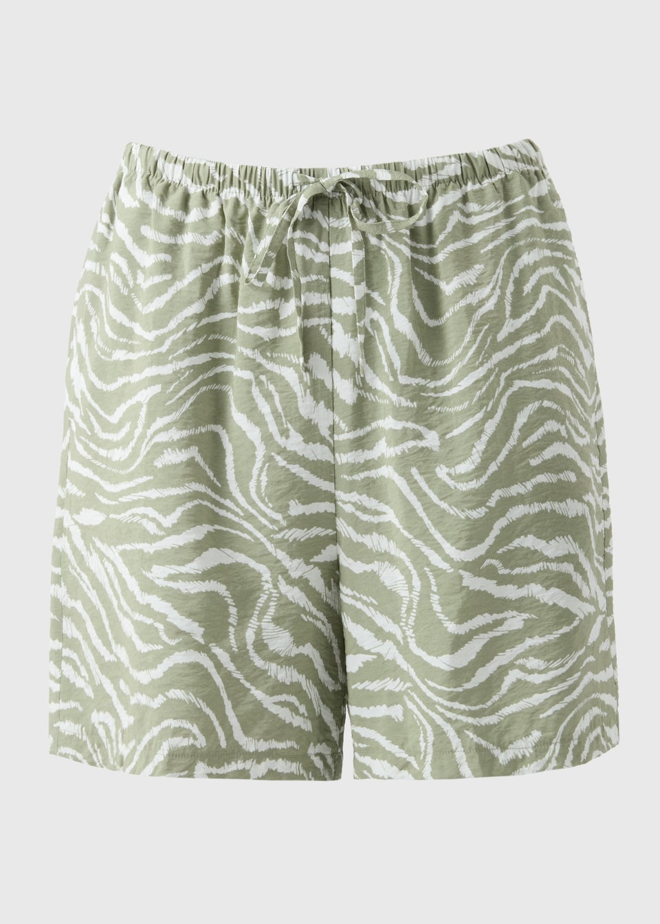 Green Zebra Print Textured Shorts