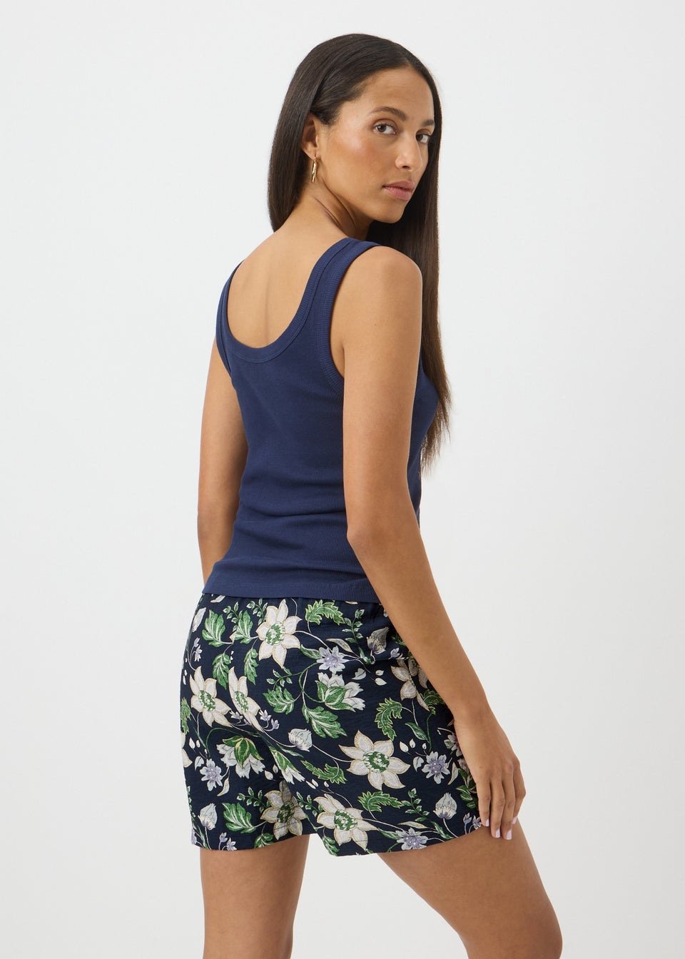 Black Floral Textured Shorts