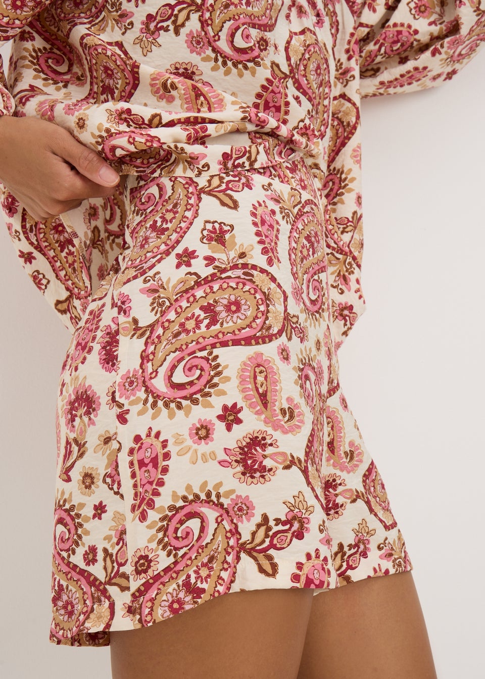 Pink Paisley Print Co Ord Shorts