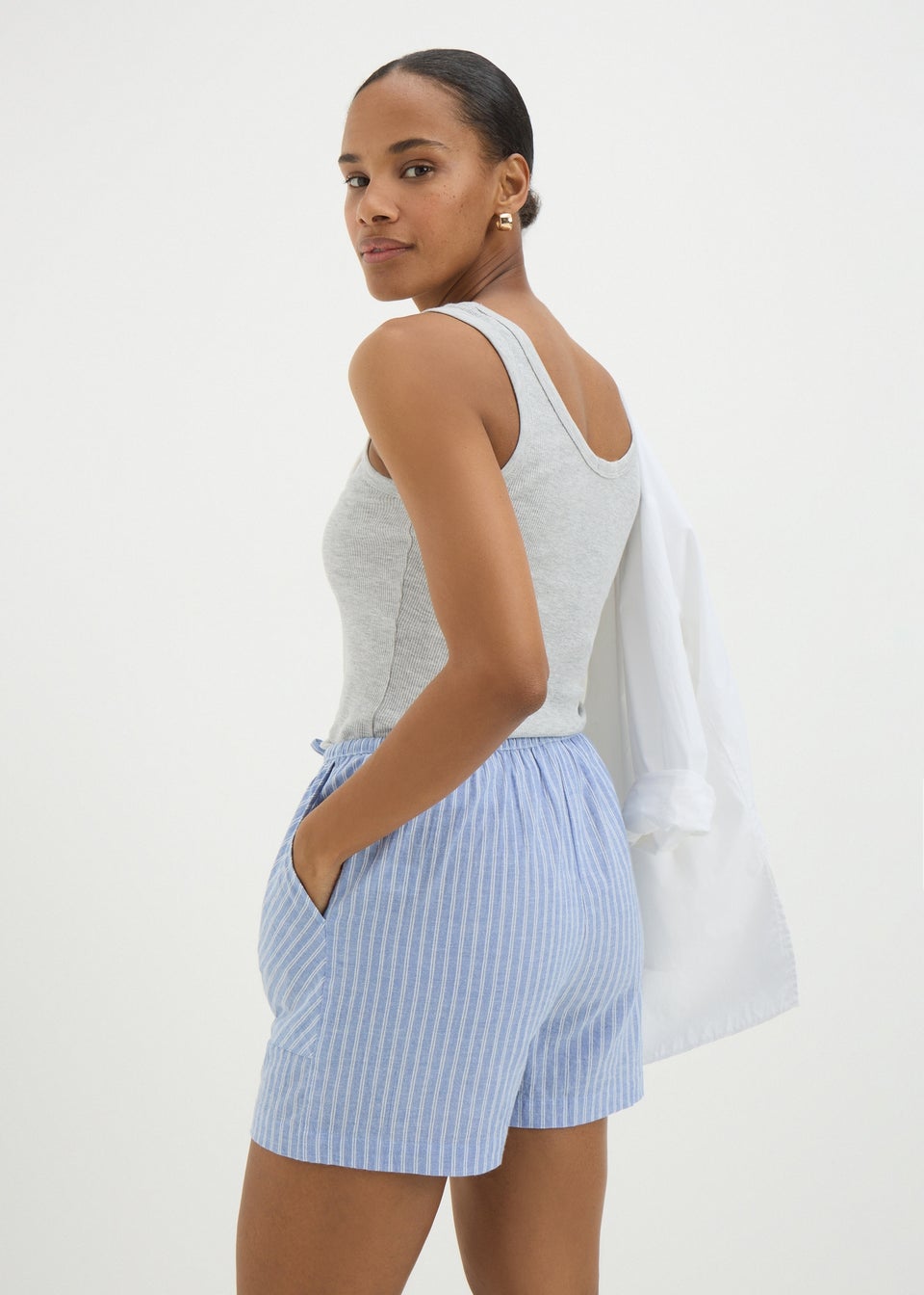 Blue Stripe Tie Waist Boxer Shorts