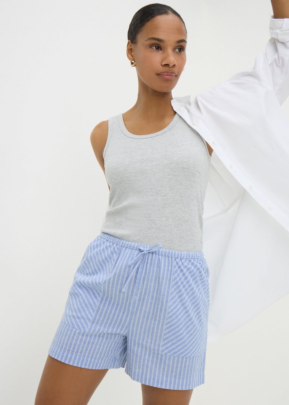 Blue Stripe Tie Waist Boxer Shorts