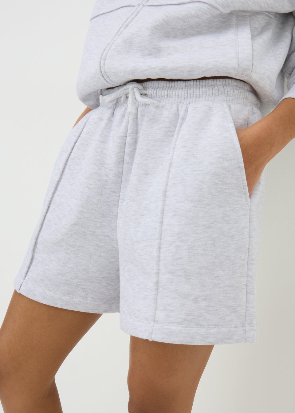 Grey Pintuck Jersey Co Ord Shorts
