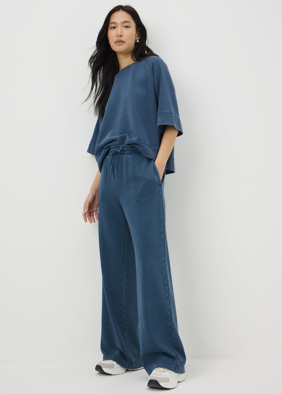 Blue Acid Wash Jogging Bottoms