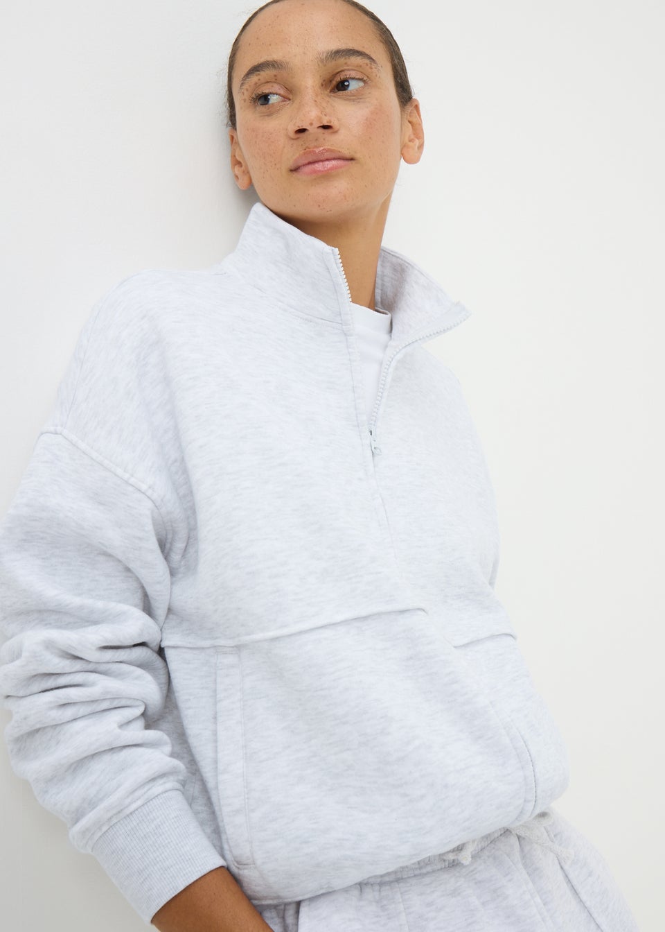 Grey Funnel Neck Track Jacket