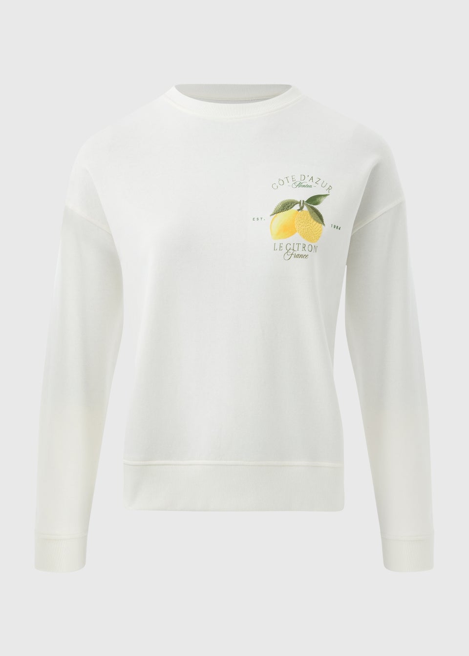 Cream Lemon Print Sweatshirt