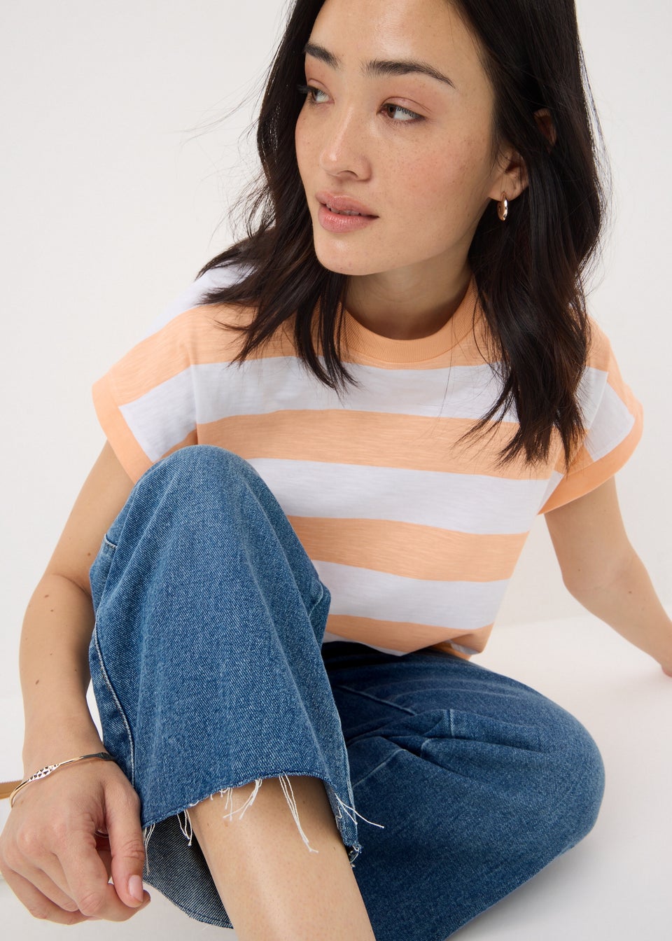 Blue Mid Wash Cropped Wide Leg Jeans