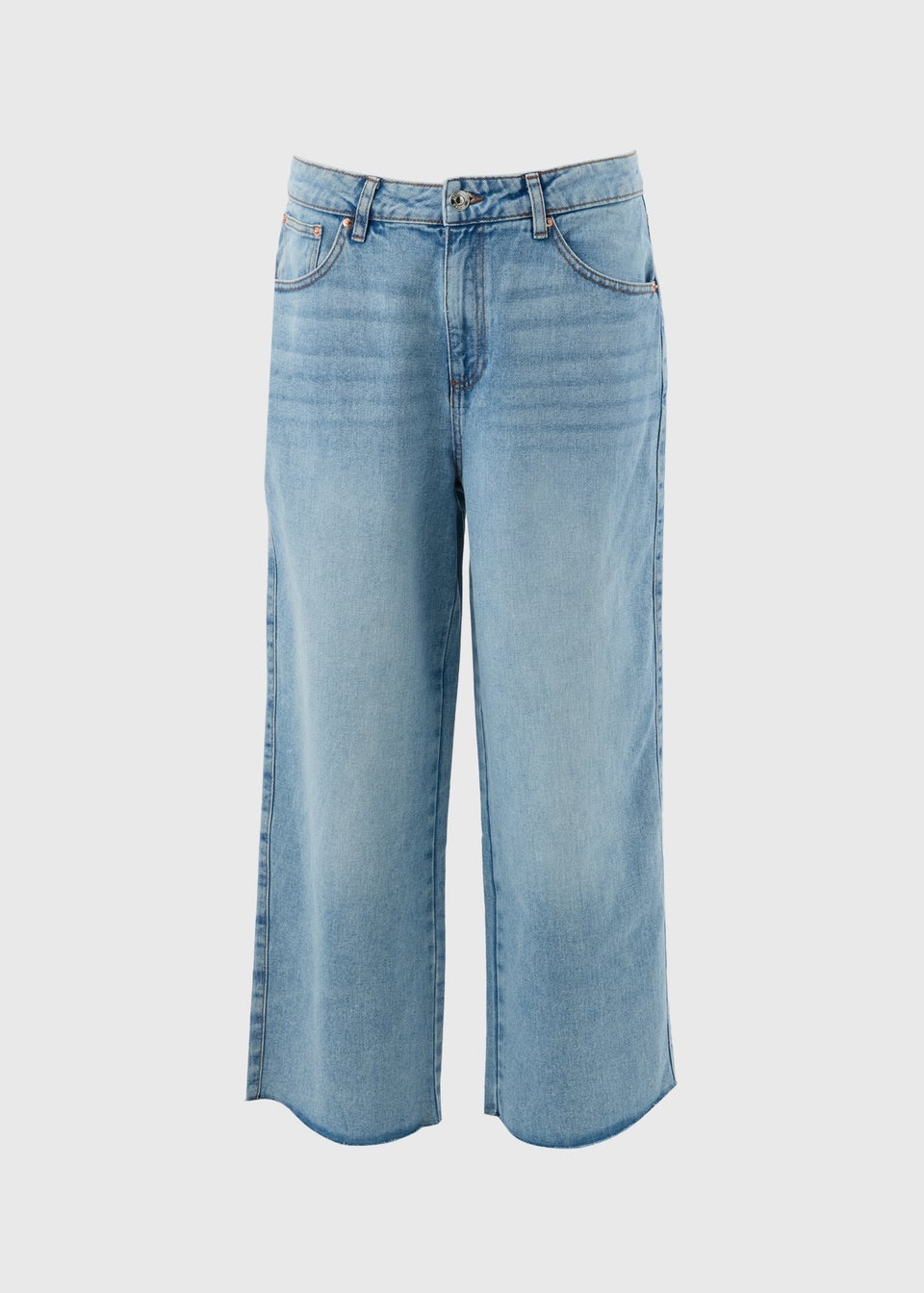Blue Light Wash Wide Leg Cropped Jeans