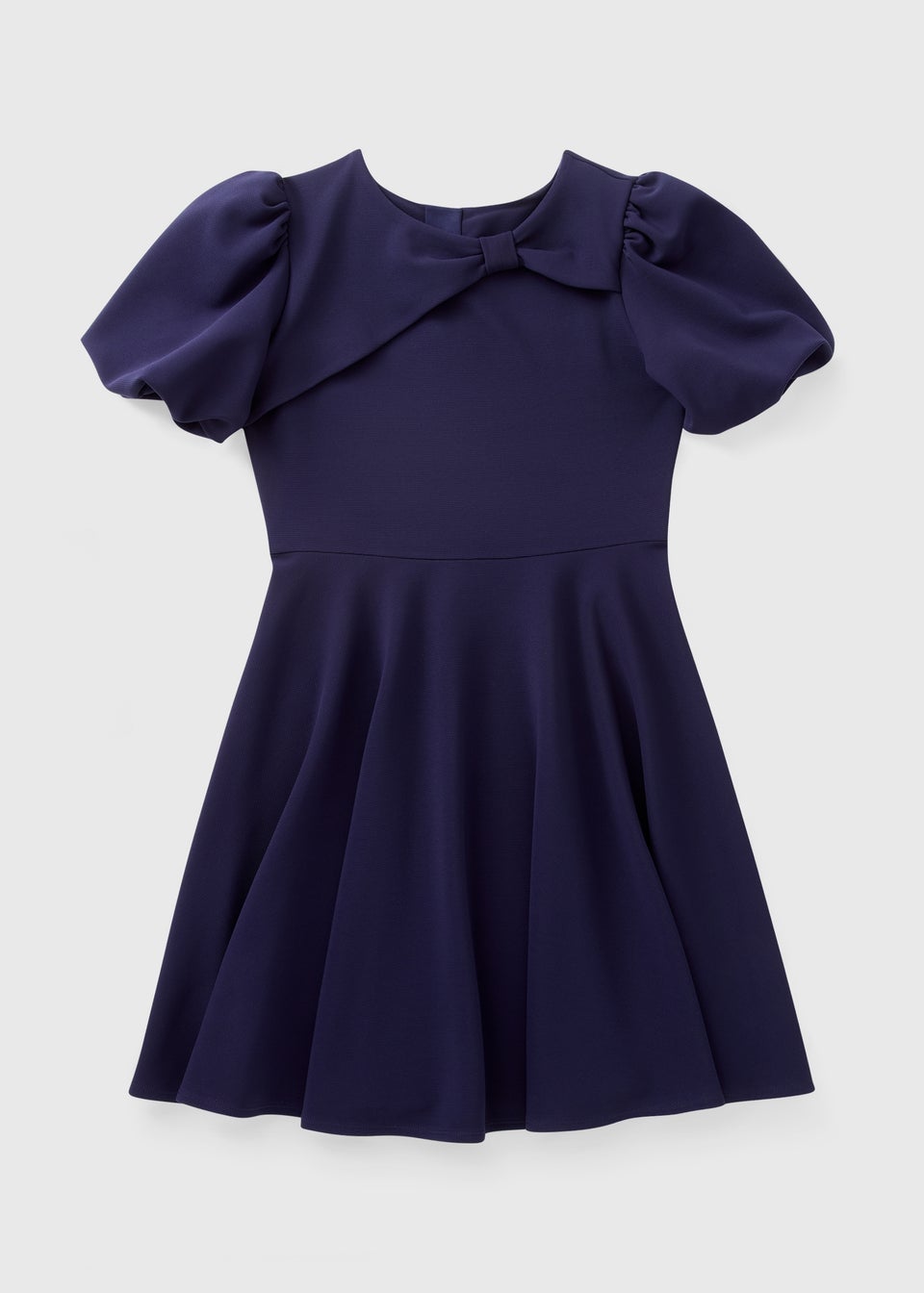 Girls Navy Bow Scuba Dress (7-15yrs)