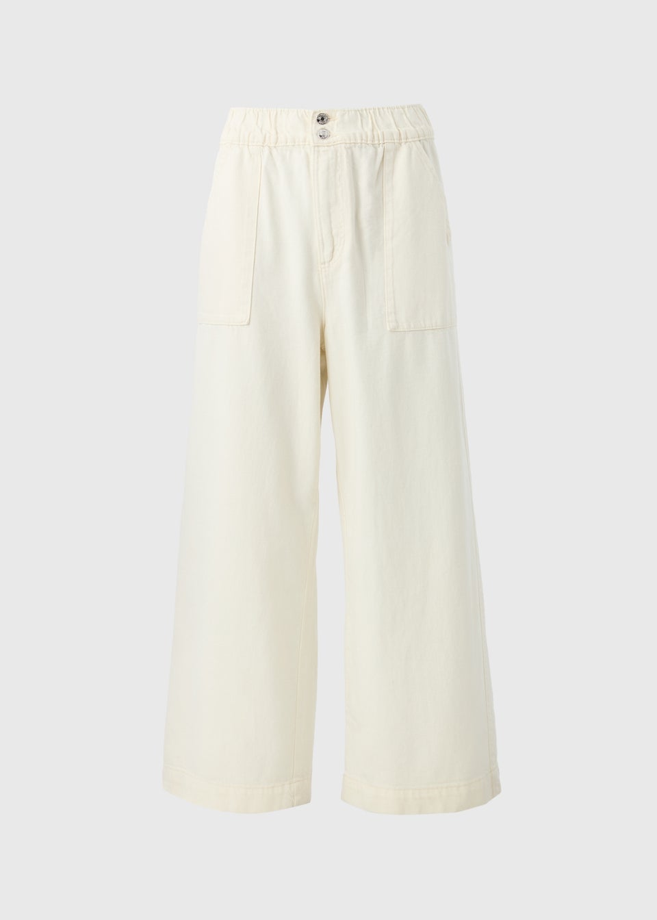 Ecru Crop Wide Leg Trousers
