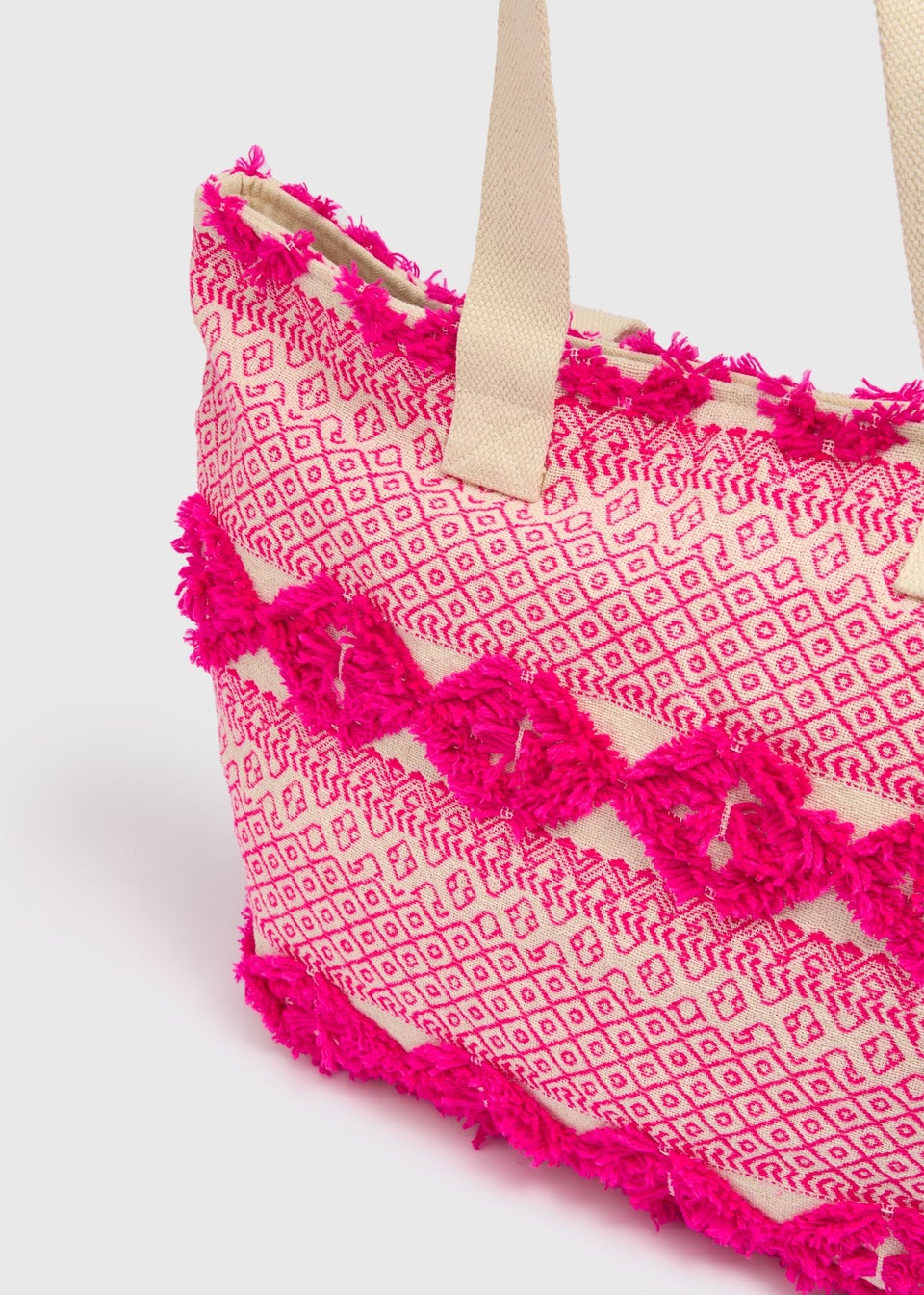 Pink Jacquard Beach Bag