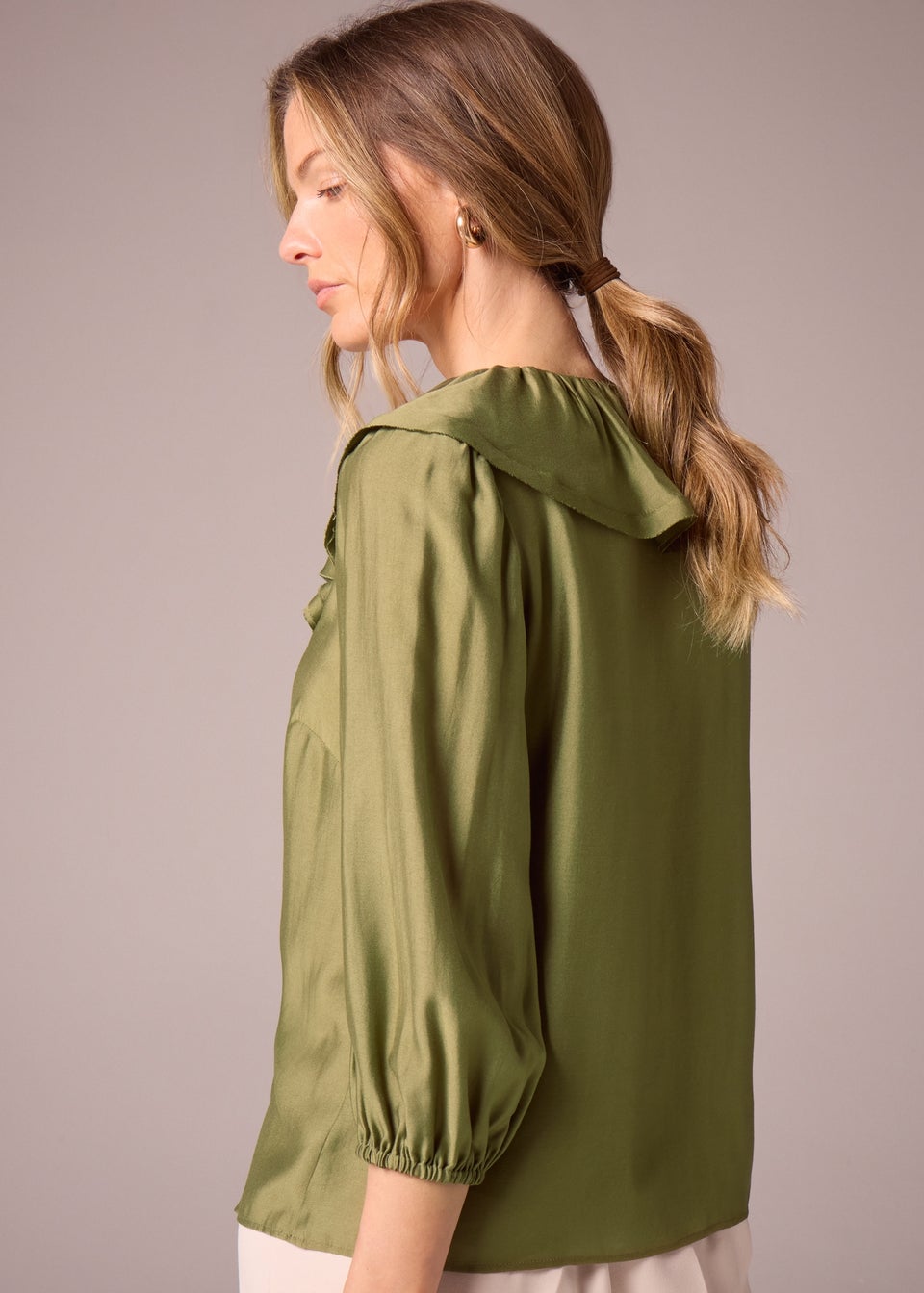 Et Vous Khaki Frill Blouse
