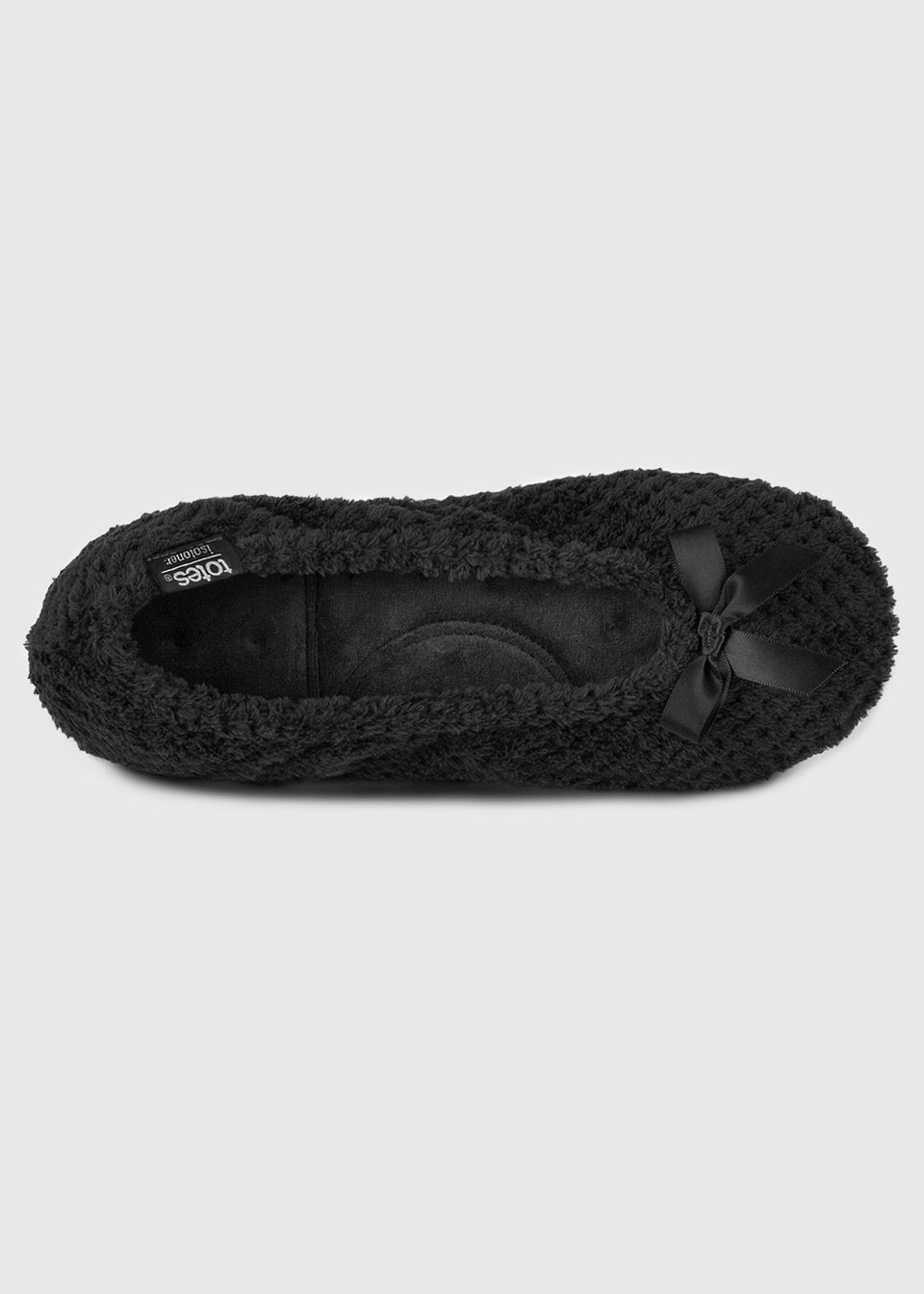 Totes Isotoner Black Ladies Popcorn Ballet Slippers