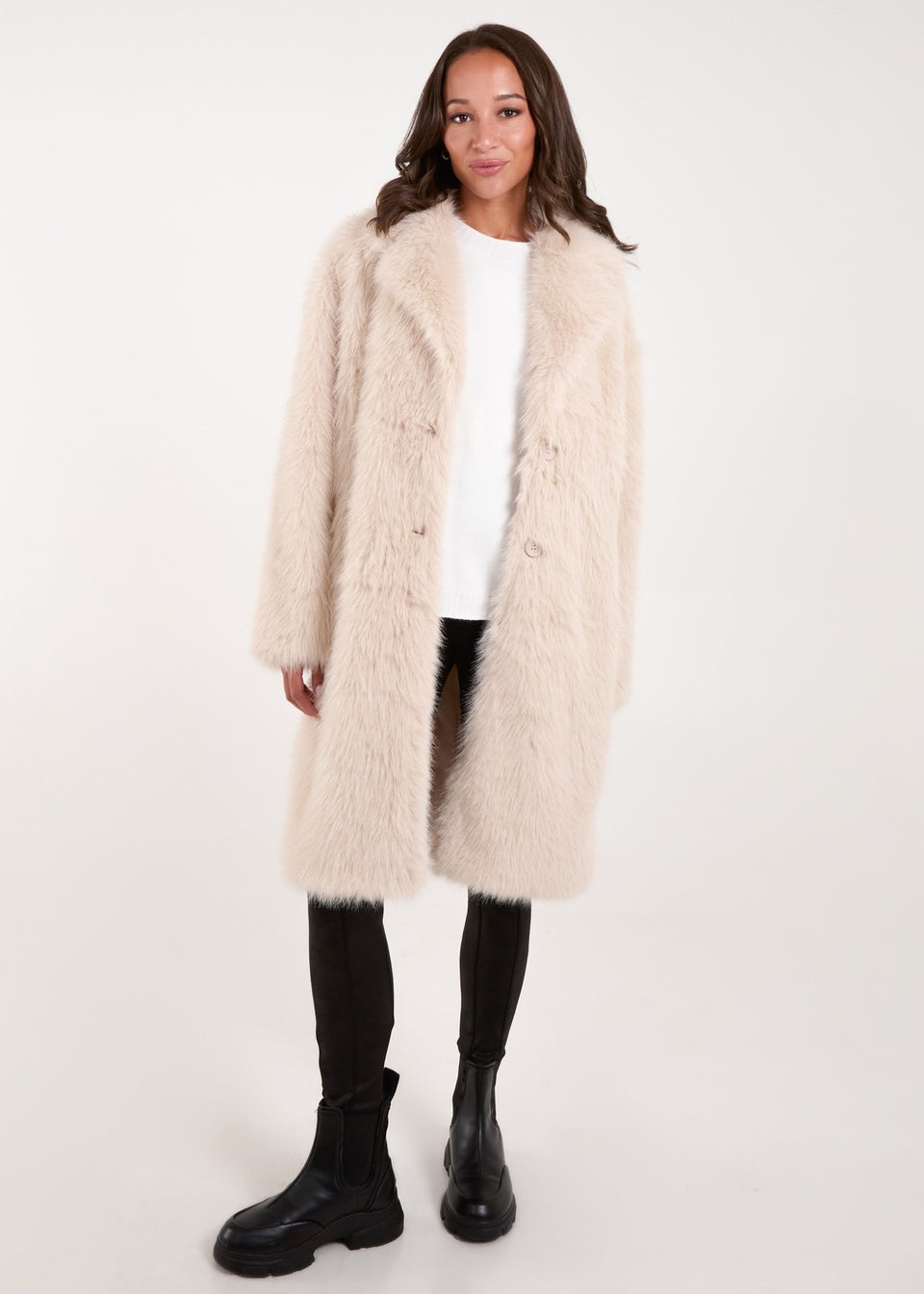 Blue Vanilla Stone Plush Fur Coat