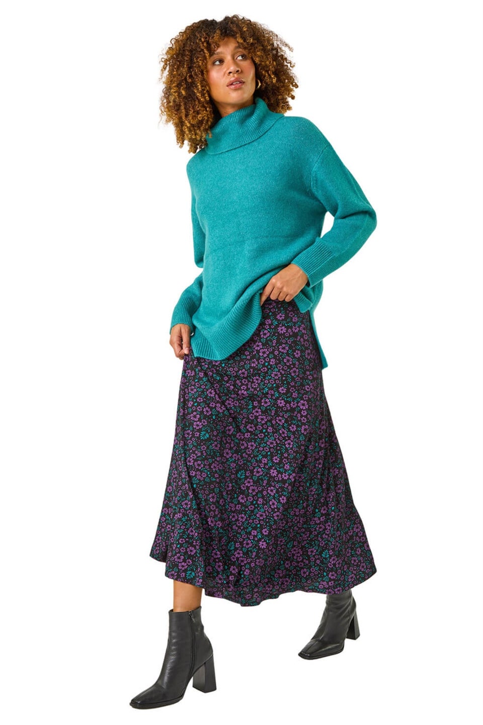 Roman Purple AO Disty Floral Skirt Matalan