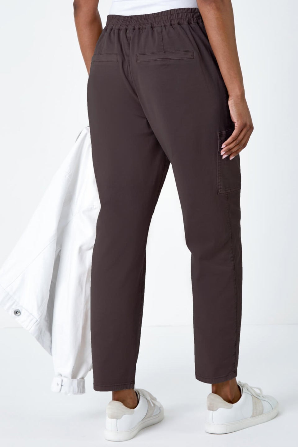 Roman Chocolate Casual Cargo Stretch Trousers