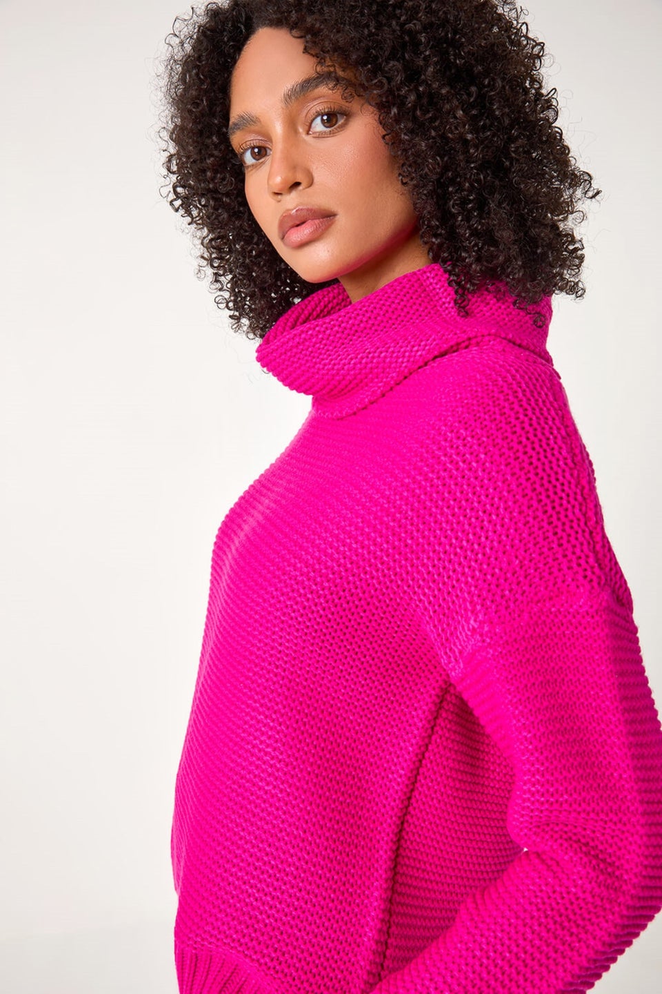 Roman Candy Pink Textured Cowl Neck Jumper