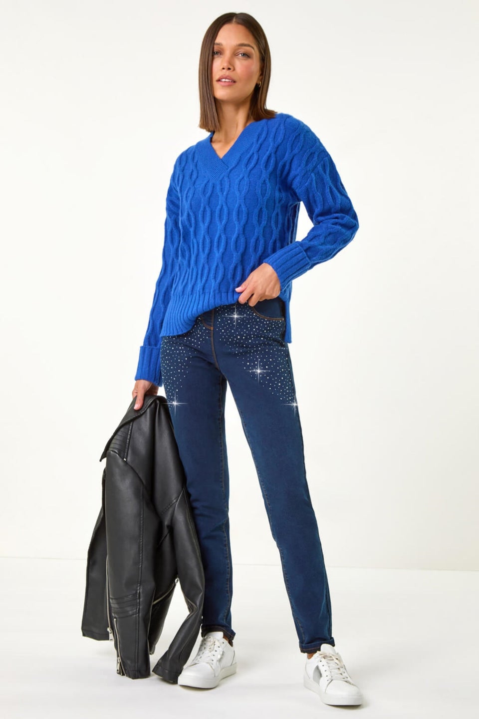 Roman Indigo Blue Shimmer Hotifix Trim Jegging