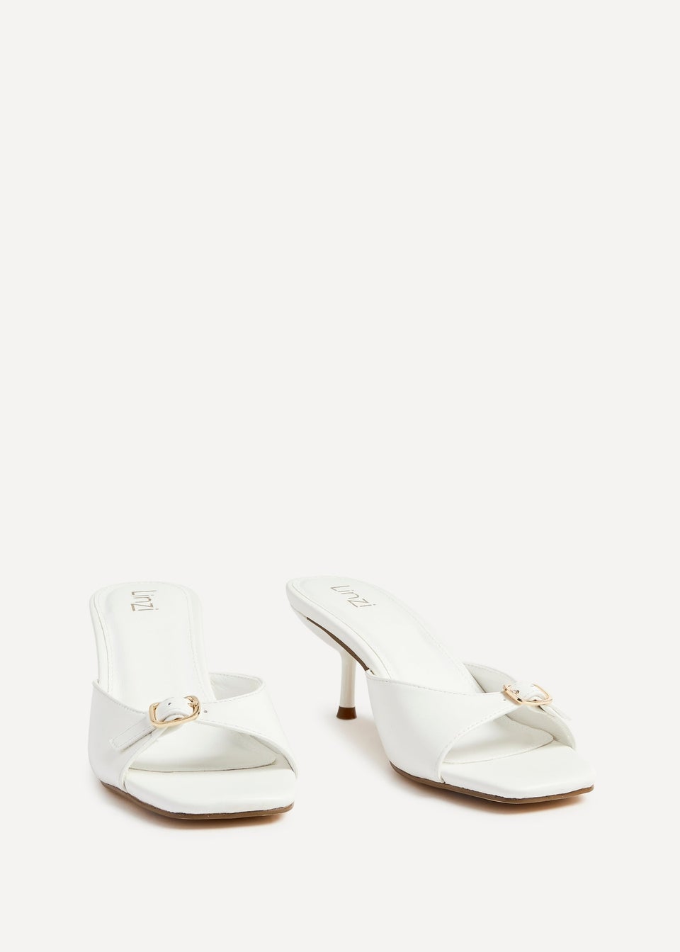 Linzi Fergie White Faux Leather Square Toe Mule
