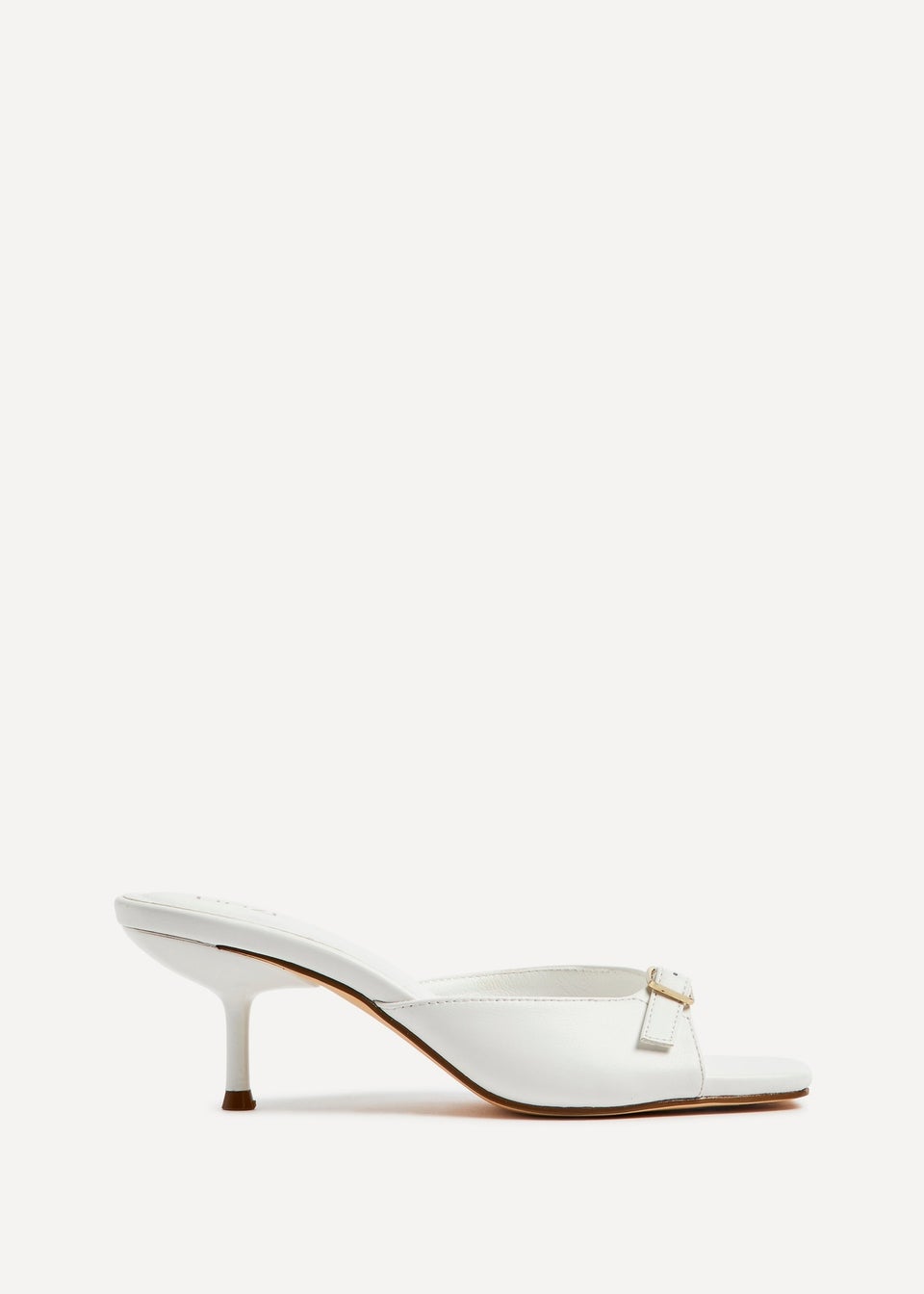 Linzi Fergie White Faux Leather Square Toe Mule