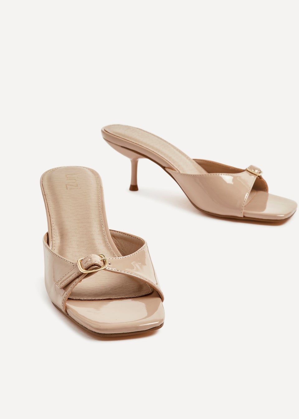 Linzi Fergie Mocha Faux Patent Leather Square Toe Mule