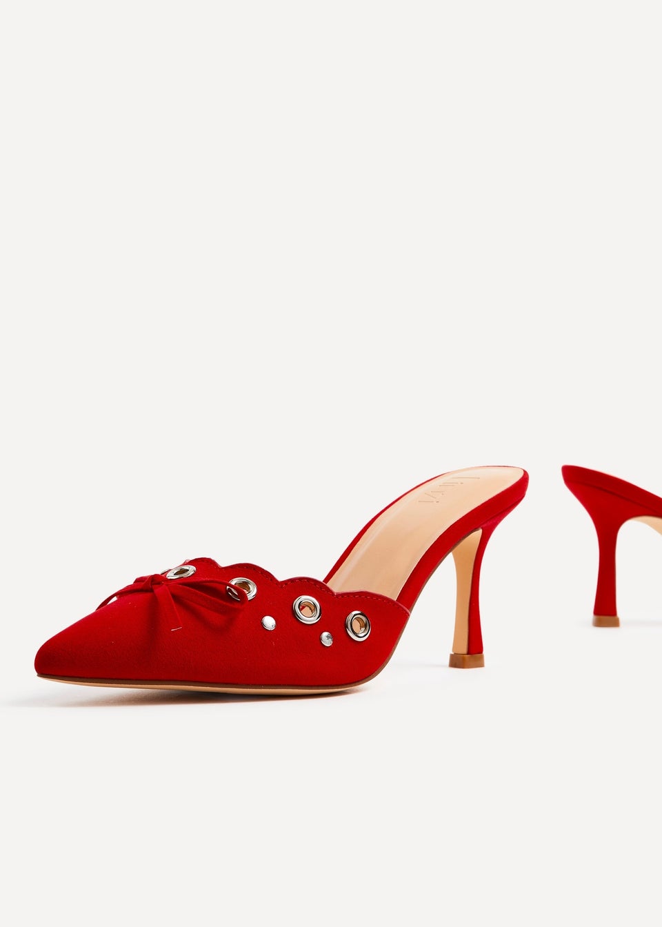 Linzi Clover Red Faux Suede Pointed Mule