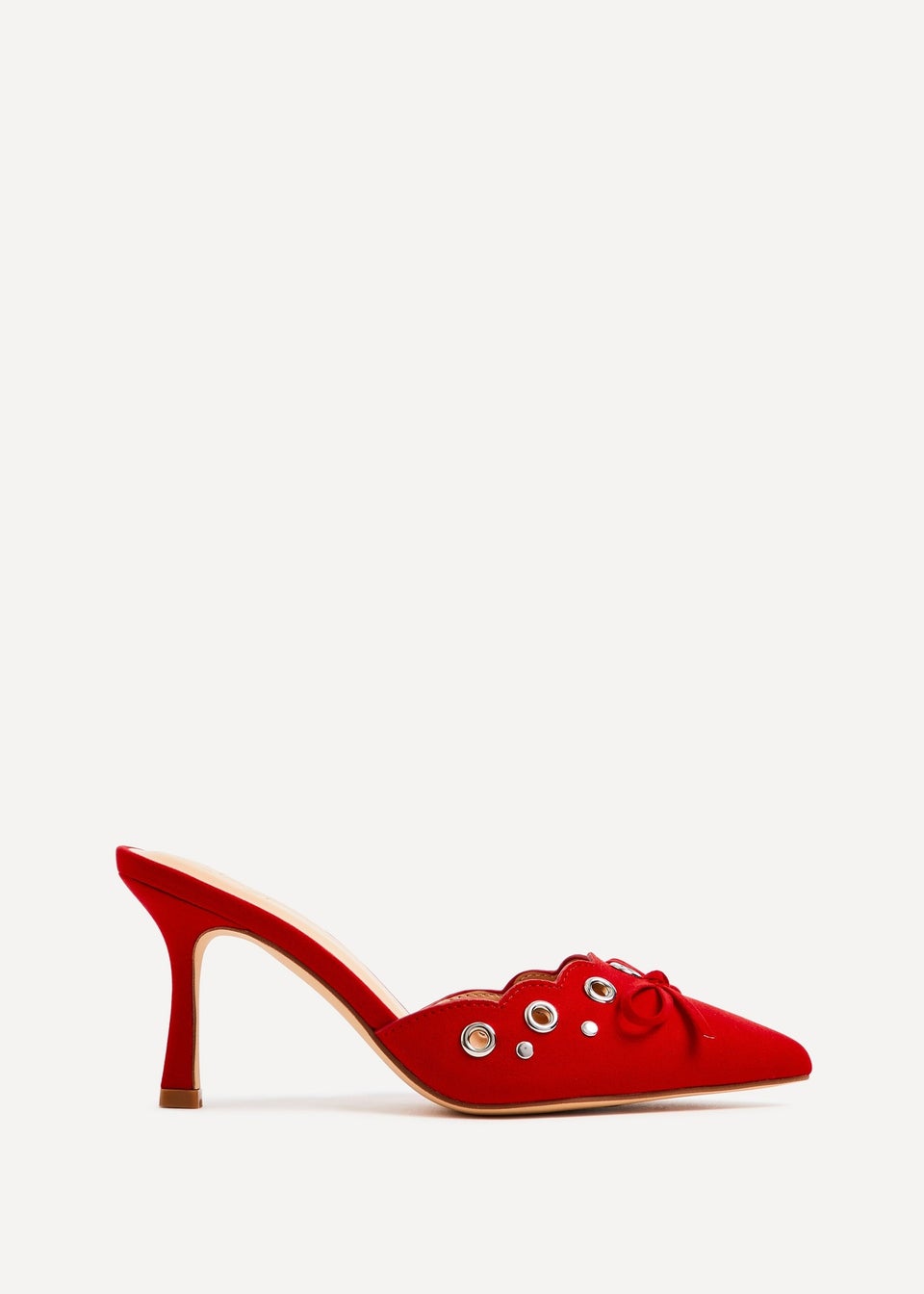 Linzi Clover Red Faux Suede Pointed Mule