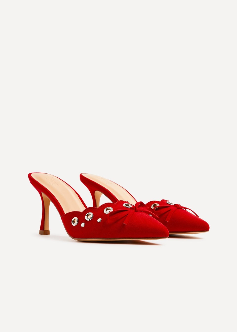 Linzi Clover Red Faux Suede Pointed Mule