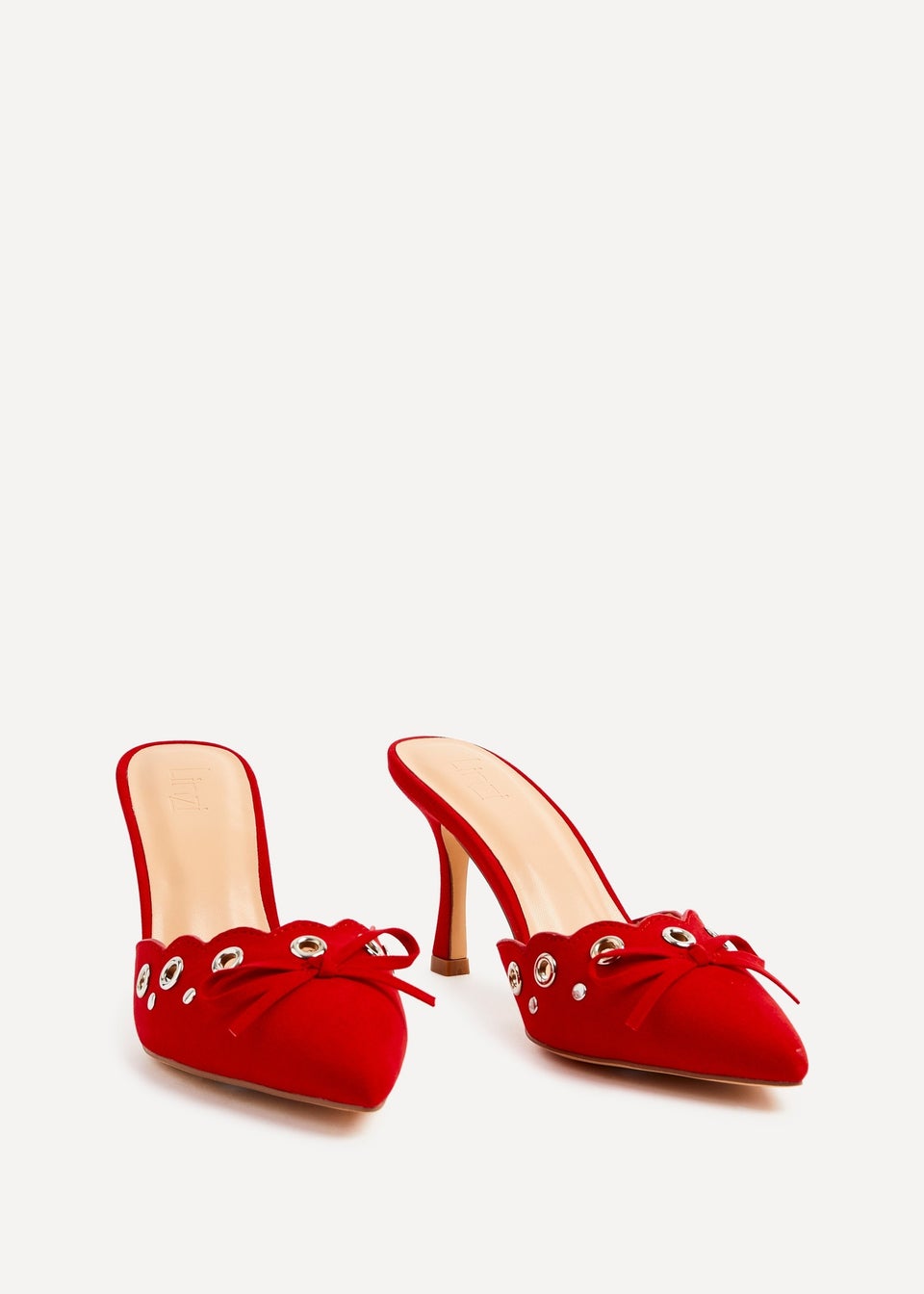 Linzi Clover Red Faux Suede Pointed Mule