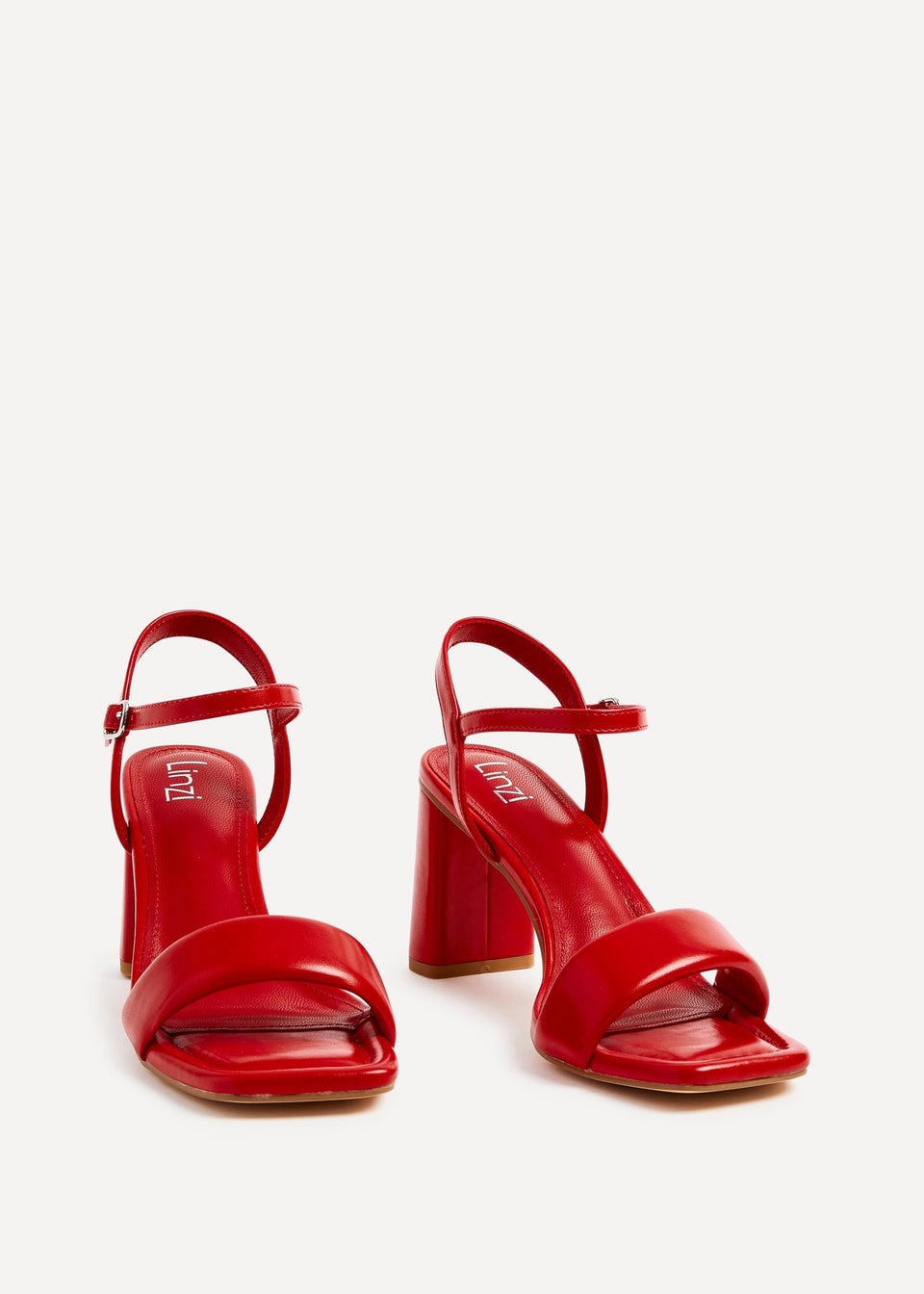 Linzi Balfour Red Faux Leather Block Heeled Sandal